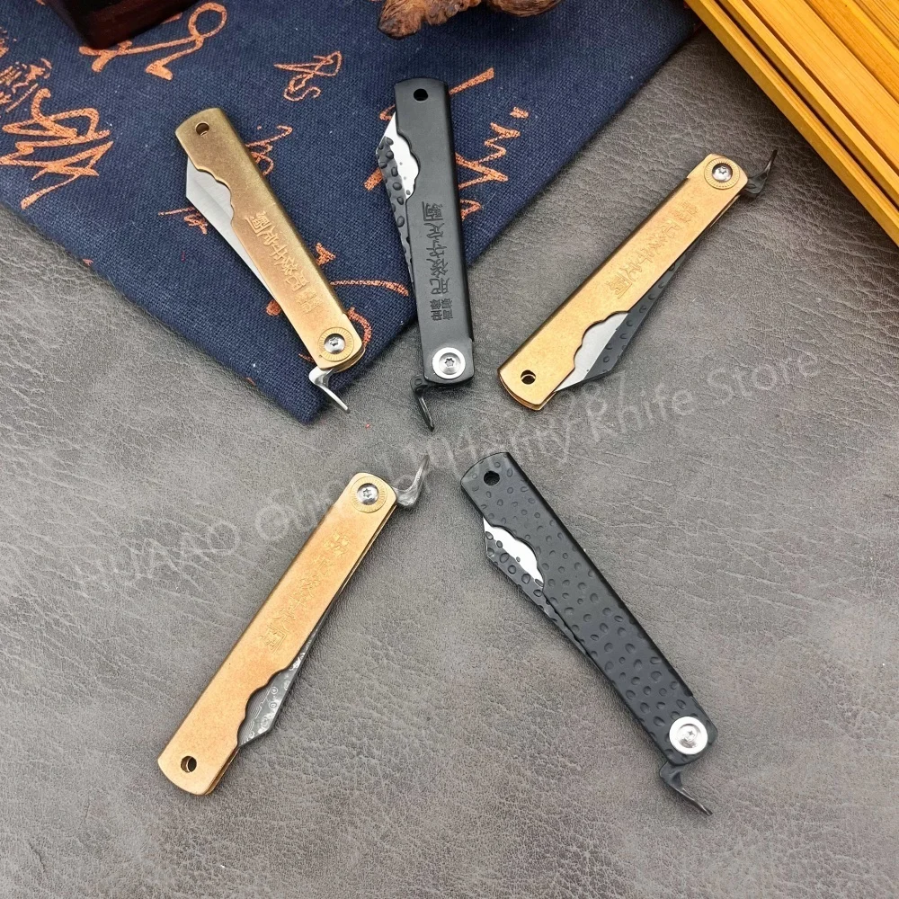 Woodworking Japan - 小さなヒゴノカミ日本折りたたみナイフポケットナイフ鍛造刃シャープ EDC キャンプナイフポータブル屋外防衛ナイフ