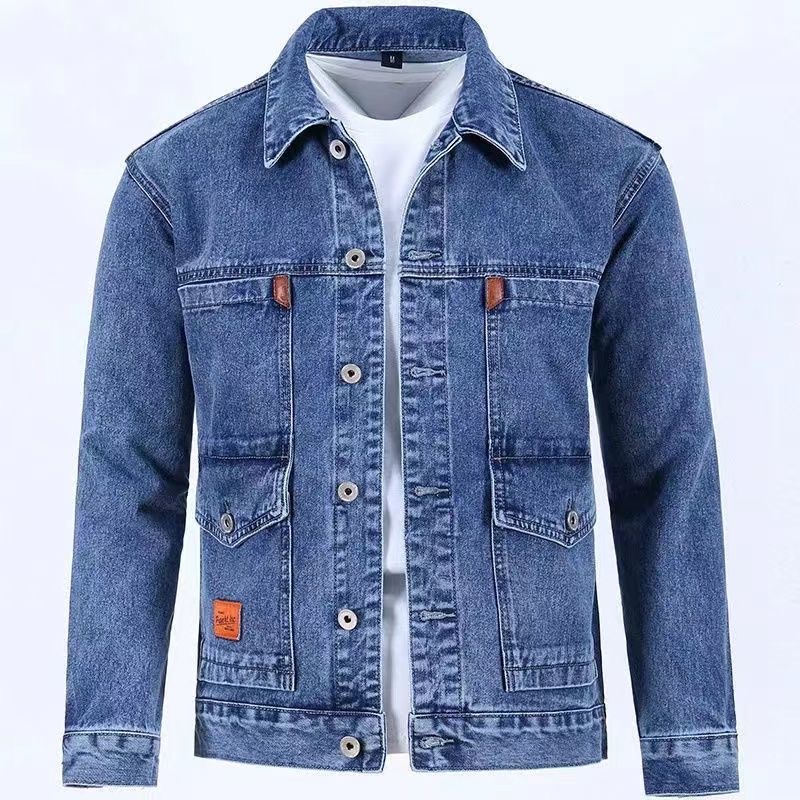 男性用無地デニムジャケット,新しい春と秋のトレンド,快適でカ - Woodworking Brand のレビューと価格