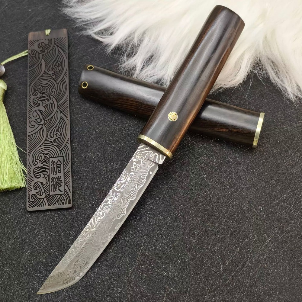 高硬度 VG10 ダマスカスタンブレード黒檀ハンドル固定刃ポ - Woodworking Japan のレビューと価格