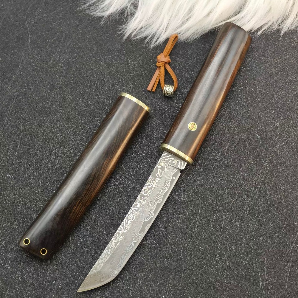高硬度 VG10 ダマスカスタンブレード黒檀ハンドル固定刃ポ - Woodworking Japan のレビューと価格
